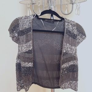 Zara bolero shrug cropped vest coat sequin